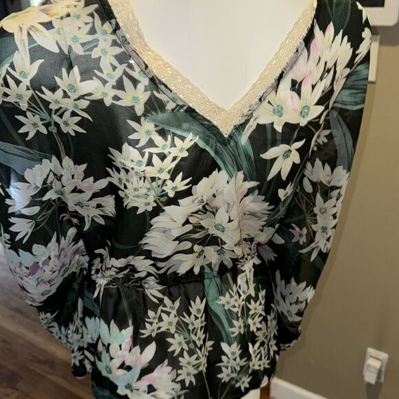 Miss Me Green tropical Floral Print Sheer Kimono Cardigan - Picture 11 of 11